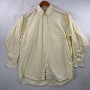 VTG Y2K Gitman Bros Mens Pale Yellow Pinpoint Oxford Button Down Shirt 15/32 USA